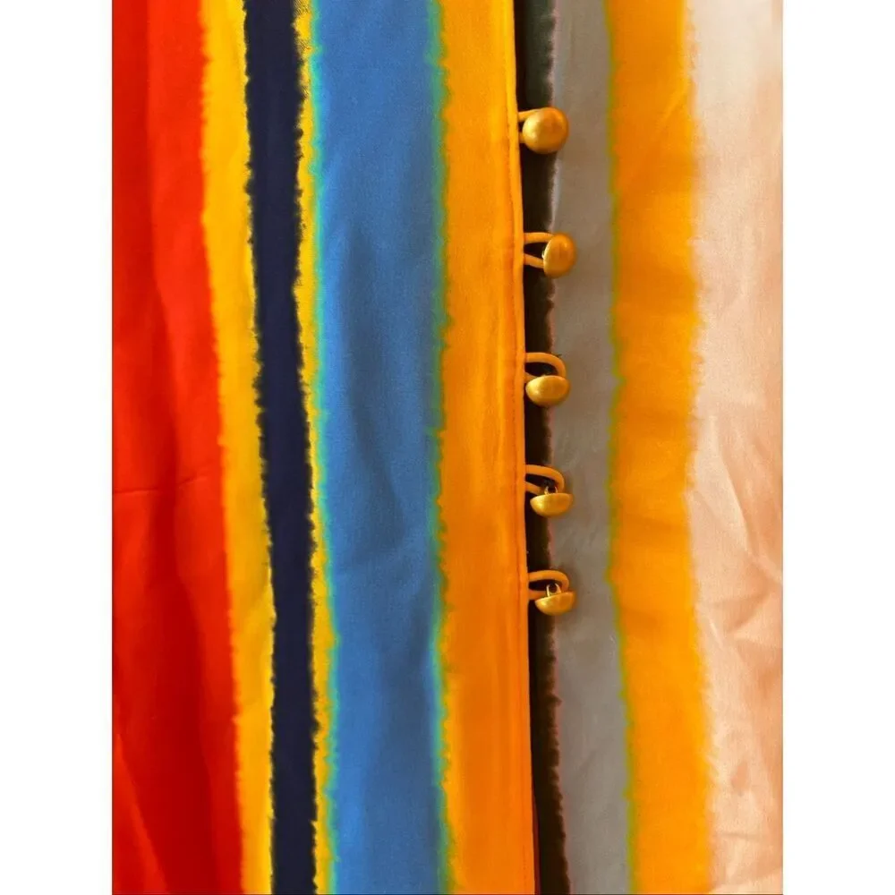 Tory Burch Bettina Silk Stripe Midi Dress | Colorblock Sleeveless Resort Mediter
